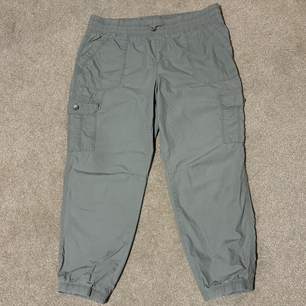 Calvin Klein Womens Performance Cargo Jogger Pants Sage Green Pull On, Sz L